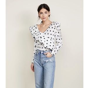 Self Portrait Star Frill Satin Top